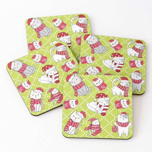 Item preview, Santa calico cats pattern designed and sold by BritishDelights.