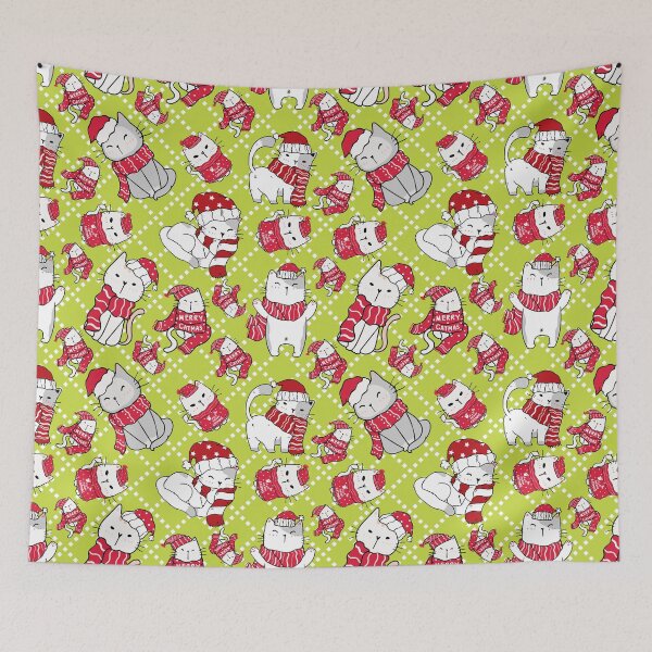 Item preview, Santa calico cats pattern designed and sold by BritishDelights.