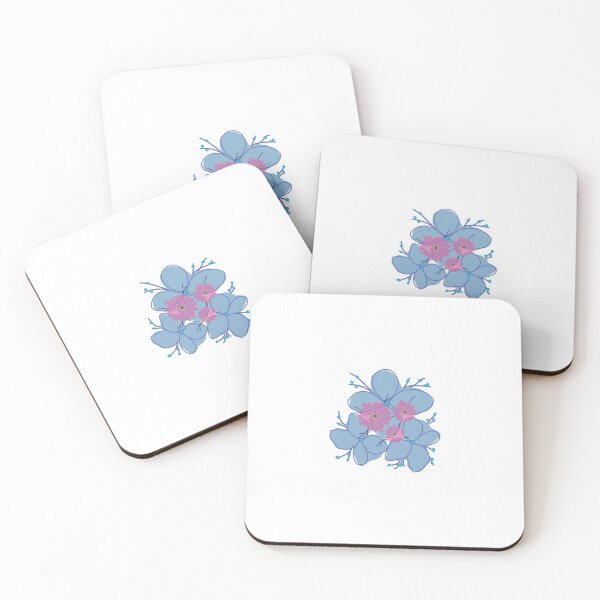 Item preview, Cute Blue and Pink Floral Aesthetic Doodle Sticker designed and sold by UniqueVibesArt.