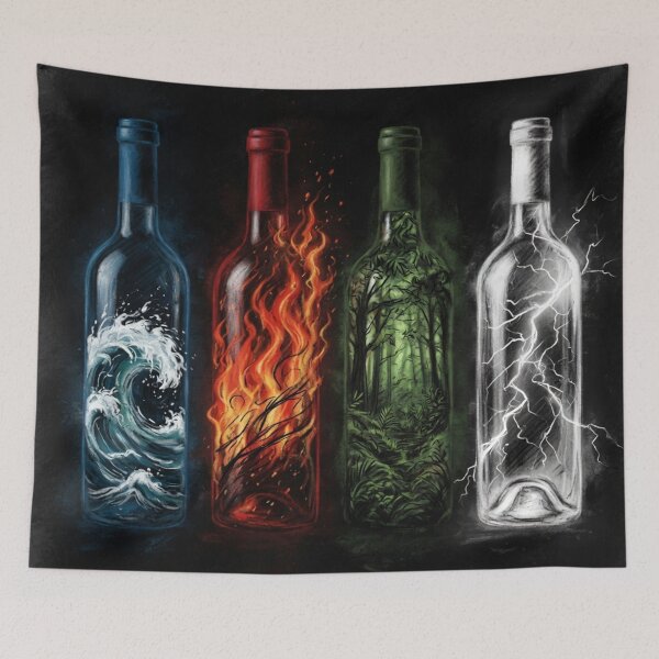 Item preview, Four Dramatic Element Bottles Water Fire Forest Lightning designed and sold by Pioneer Spirit Market.