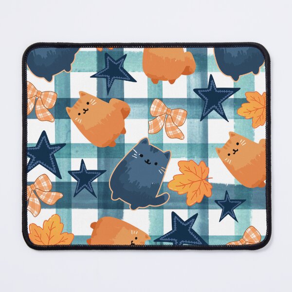 Item preview, Autumn falling leaves and cat pattern designed and sold by BritishDelights.