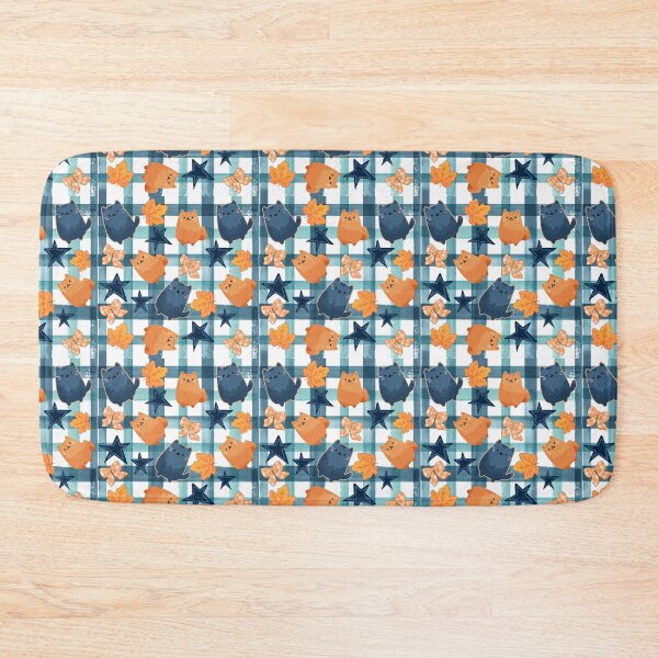 Item preview, Autumn falling leaves and cat pattern designed and sold by BritishDelights.