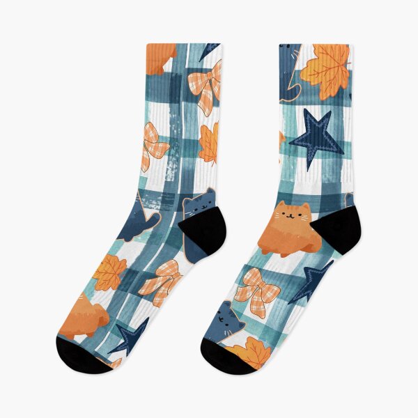 Item preview, Autumn falling leaves and cat pattern designed and sold by BritishDelights.