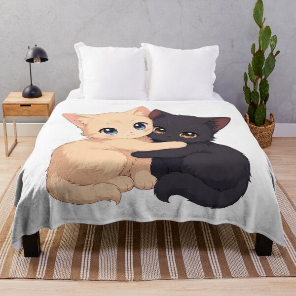 Artikelvorschau, Niedliche Chibi-Katzen umarmen sich (Anime-Kunst) entworfen und verkauft von Poldi89.