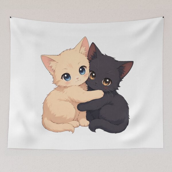 Item preview, Cute Chibi Cats Hugging Anime Art designed and sold by Poldi89.