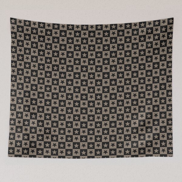 Item preview, Black and Taupe checkered stars designed and sold by pattern-archive.