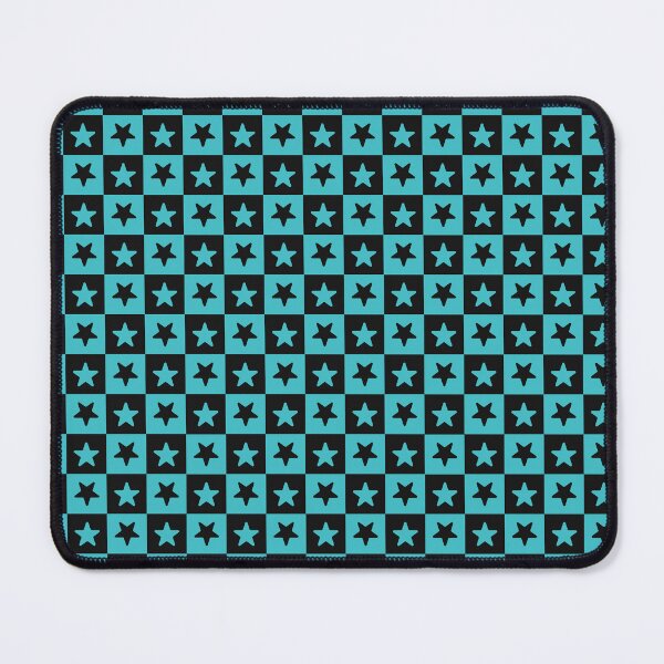 Item preview, Black and Turquoise checkered stars designed and sold by pattern-archive.