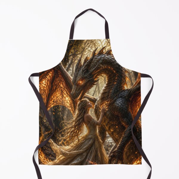 Item preview, Fire Dragon and Forest Princess | Enchanted Fantasy Dragon Art designed and sold by DrakariArt.