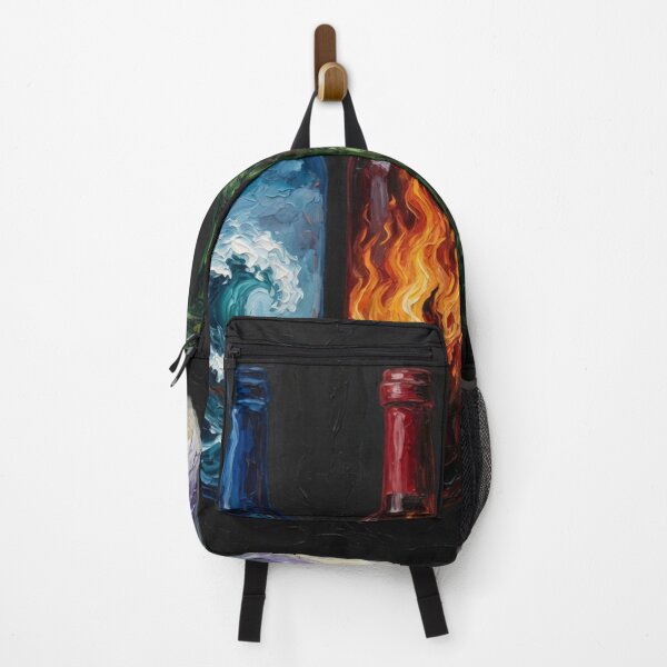 Item preview, Oil Painting Four Element Bottles Water Fire Forest Lightning designed and sold by Pioneer Spirit Market.
