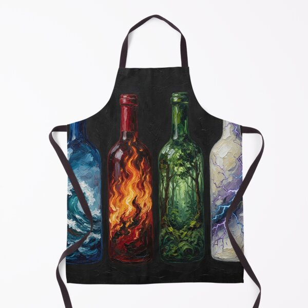 Item preview, Oil Painting Four Element Bottles Water Fire Forest Lightning designed and sold by Pioneer Spirit Market.