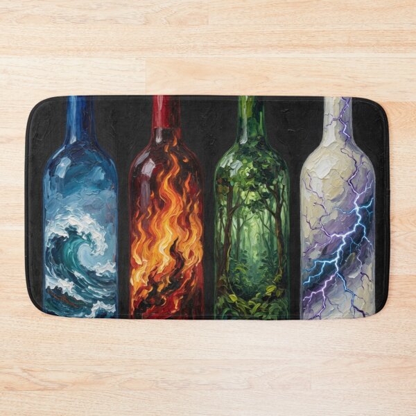 Item preview, Oil Painting Four Element Bottles Water Fire Forest Lightning designed and sold by Pioneer Spirit Market.
