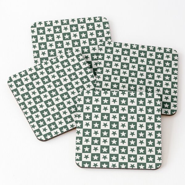 Item preview, Green and Cream checkered stars designed and sold by pattern-archive.
