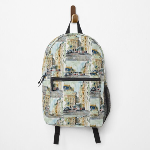 Item preview, Prague Tram Watercolor Cityscape designed and sold by caracatita75.