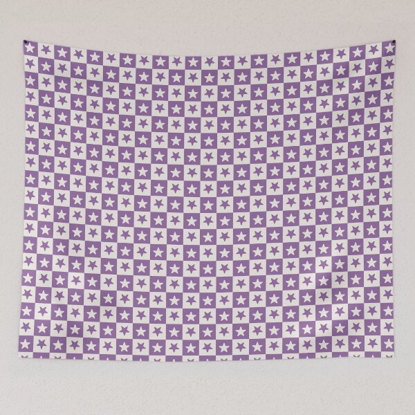 Item preview, Purple and Cream checkered stars designed and sold by pattern-archive.