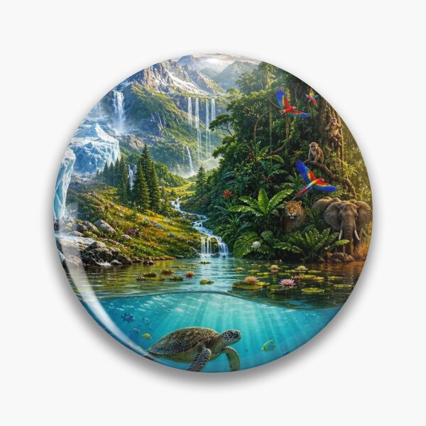 Item preview, All Biomes Fantasy Landscape Polar Jungle Savanna Ocean designed and sold by Pioneer Spirit Market.