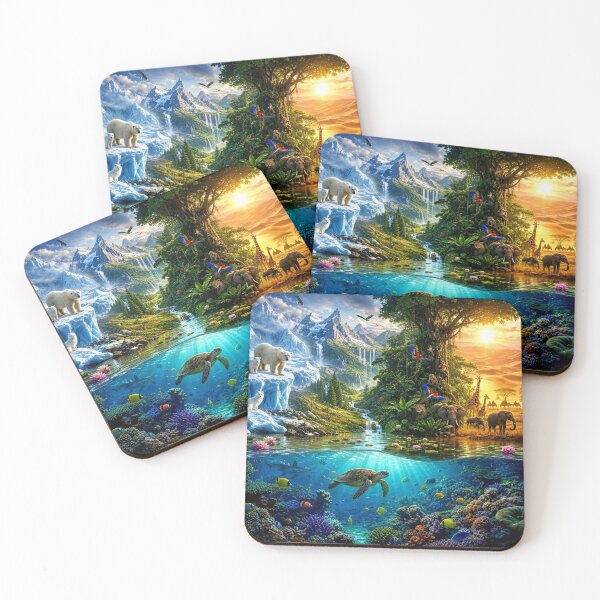 Item preview, All Biomes Fantasy Landscape Polar Jungle Savanna Ocean designed and sold by Pioneer Spirit Market.