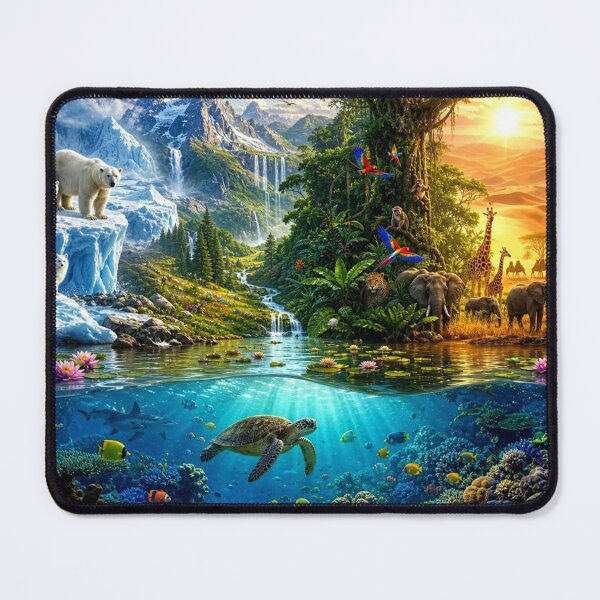 Item preview, All Biomes Fantasy Landscape Polar Jungle Savanna Ocean designed and sold by Pioneer Spirit Market.