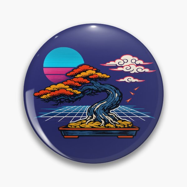 Item preview, Neon Retro Synthwave Ukiyo‑E Bonsai designed and sold by KungPowUnicorn.