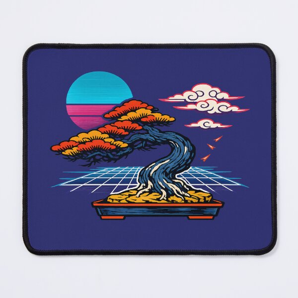 Item preview, Neon Retro Synthwave Ukiyo‑E Bonsai designed and sold by KungPowUnicorn.