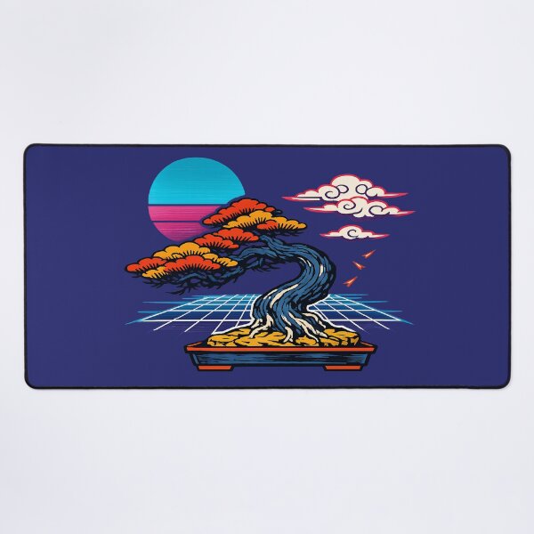 Item preview, Neon Retro Synthwave Ukiyo‑E Bonsai designed and sold by KungPowUnicorn.