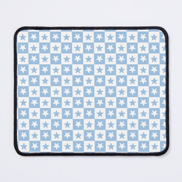 Item preview, White and Baby Blue checkered stars designed and sold by pattern-archive.