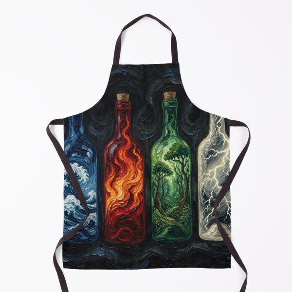 Item preview, Oil Painting Four Element Bottles Water Fire Forest Lightning designed and sold by Pioneer Spirit Market.