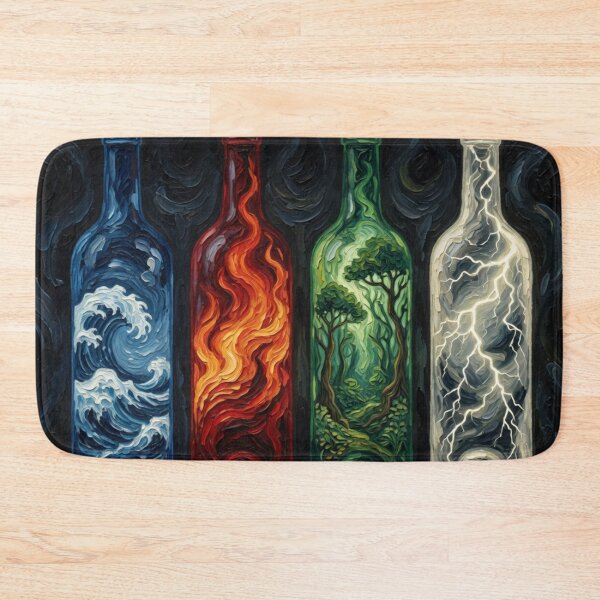 Item preview, Oil Painting Four Element Bottles Water Fire Forest Lightning designed and sold by Pioneer Spirit Market.