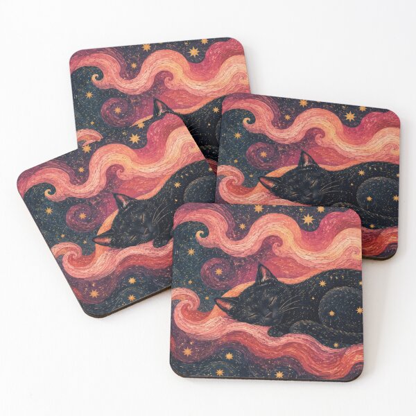 Item preview, Starry Night Black Cat Desk Mat – Van Gogh Style Celestial Cat Cosmic Swirl Aesthetic Mouse Pad Desk Mat designed and sold by IconicDesignsXd.