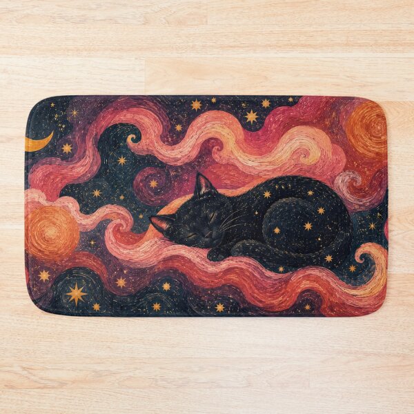 Item preview, Starry Night Black Cat Desk Mat – Van Gogh Style Celestial Cat Cosmic Swirl Aesthetic Mouse Pad Desk Mat designed and sold by IconicDesignsXd.