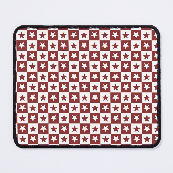 Item preview, White and Brick Red checkered stars designed and sold by pattern-archive.