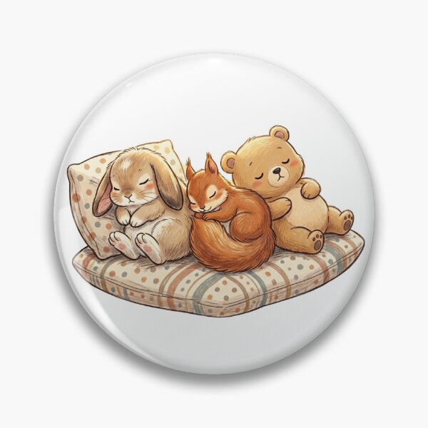Item preview, Cozy Sleepy Animals - Cute Bunny, Squirrel and Bear Cub Napping designed and sold by TaiwanMemory.