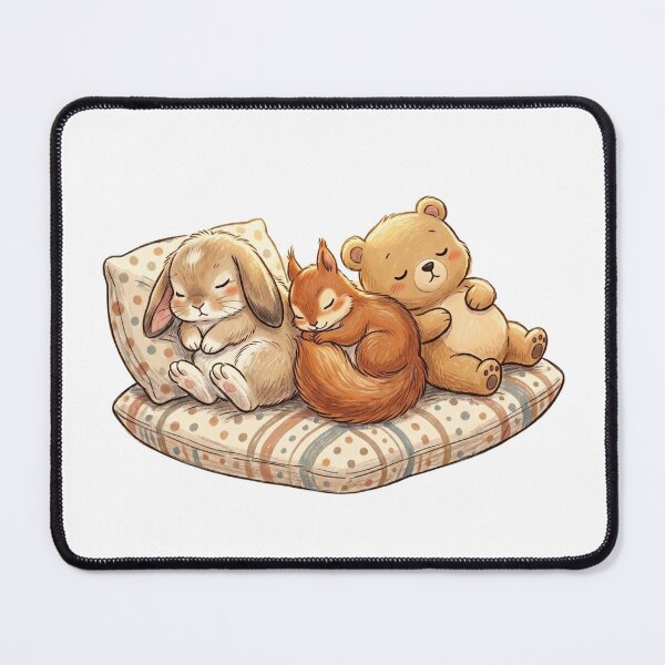 Item preview, Cozy Sleepy Animals - Cute Bunny, Squirrel and Bear Cub Napping designed and sold by TaiwanMemory.