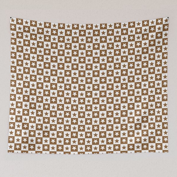 Item preview, White and Bronze checkered stars designed and sold by pattern-archive.