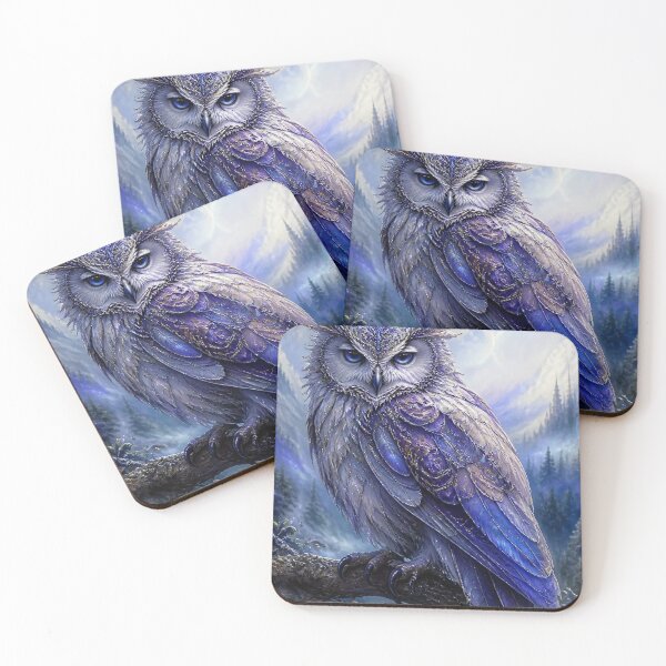 Item preview, Majestic Purple Blue Owl in Mystical Forest designed and sold by Pioneer Spirit Market.