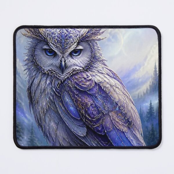 Item preview, Majestic Purple Blue Owl in Mystical Forest designed and sold by Pioneer Spirit Market.