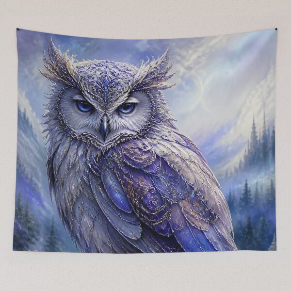 Item preview, Majestic Purple Blue Owl in Mystical Forest designed and sold by Pioneer Spirit Market.