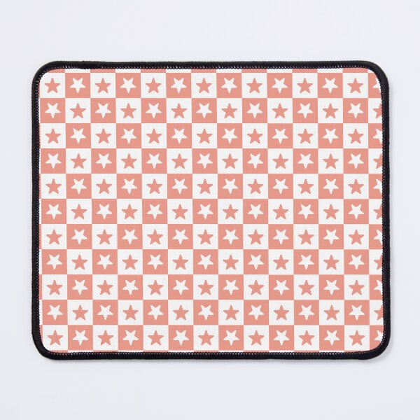 Item preview, White and Coral checkered stars designed and sold by pattern-archive.