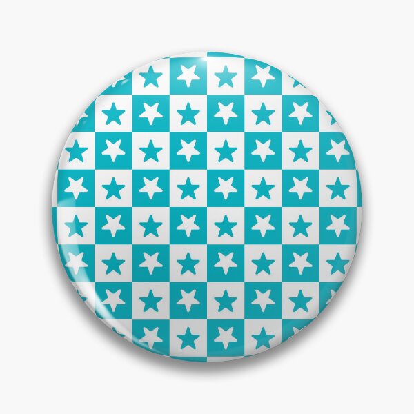 Item preview, White and Cyan checkered stars designed and sold by pattern-archive.
