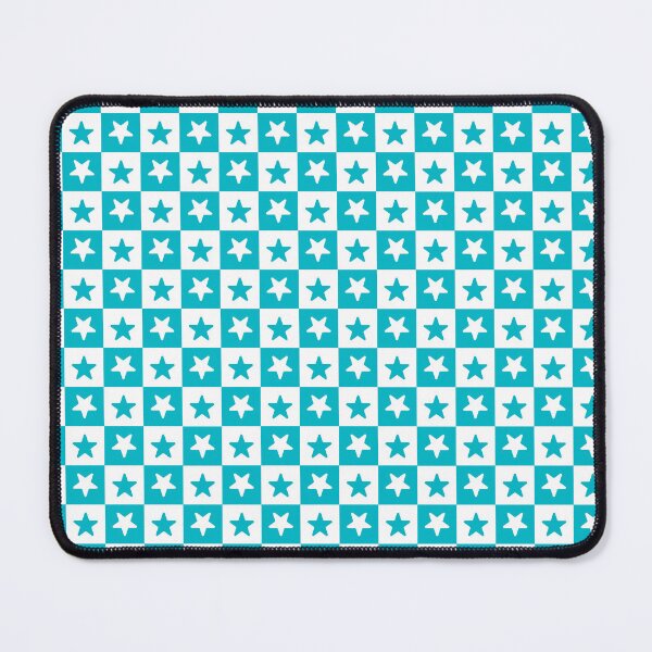Item preview, White and Cyan checkered stars designed and sold by pattern-archive.