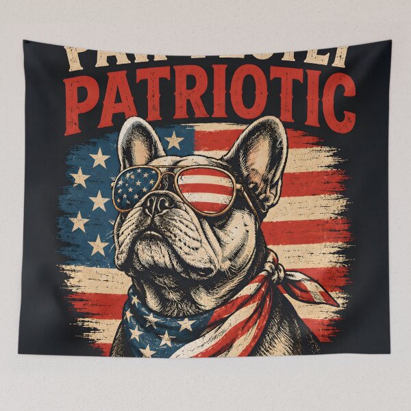 Item preview, Paw-Fectly Patriotic French Bulldog 4th of July American Flag Bandana Sunglasses designed and sold by DevotedByNature.