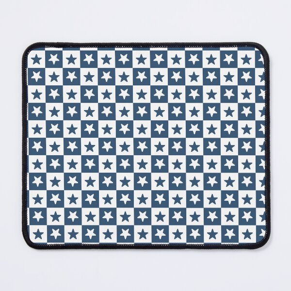 Item preview, White and Denim checkered stars designed and sold by pattern-archive.