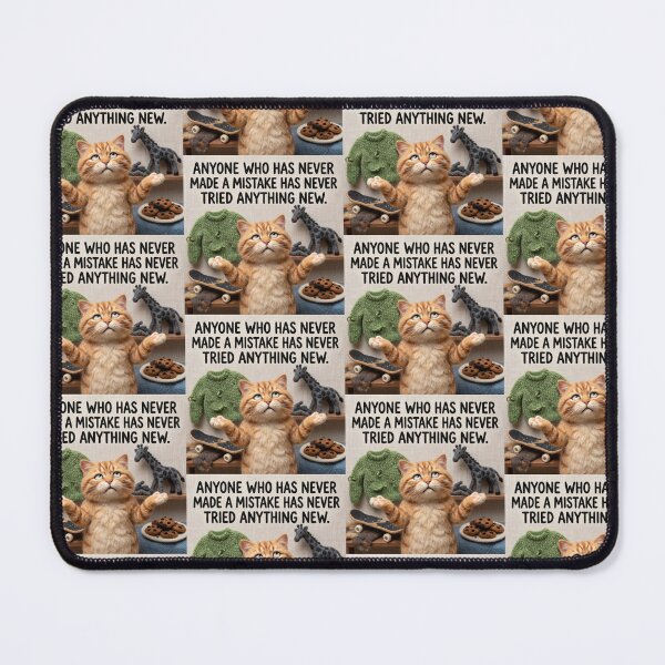 Item preview, Funny Einstein Inspired Cat Quote Design – Anyone Who Has Never Made a Mistake Has Never Tried Anything New – Fluffy Tabby Cat Poster Art designed and sold by Donsean22.