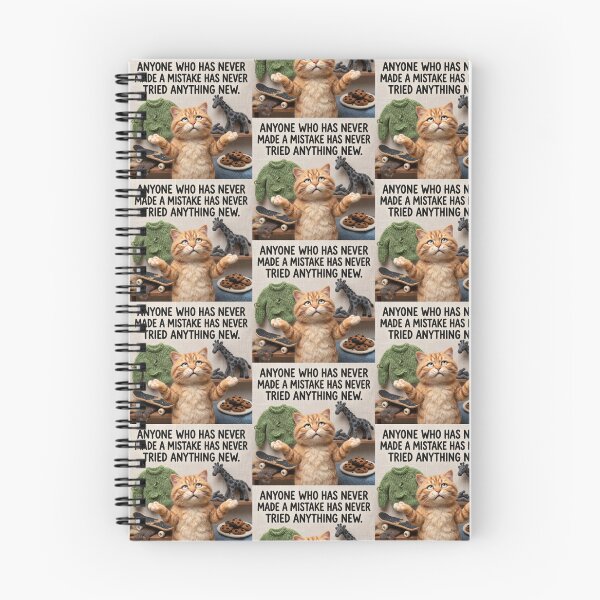 Item preview, Funny Einstein Inspired Cat Quote Design – Anyone Who Has Never Made a Mistake Has Never Tried Anything New – Fluffy Tabby Cat Poster Art designed and sold by Donsean22.