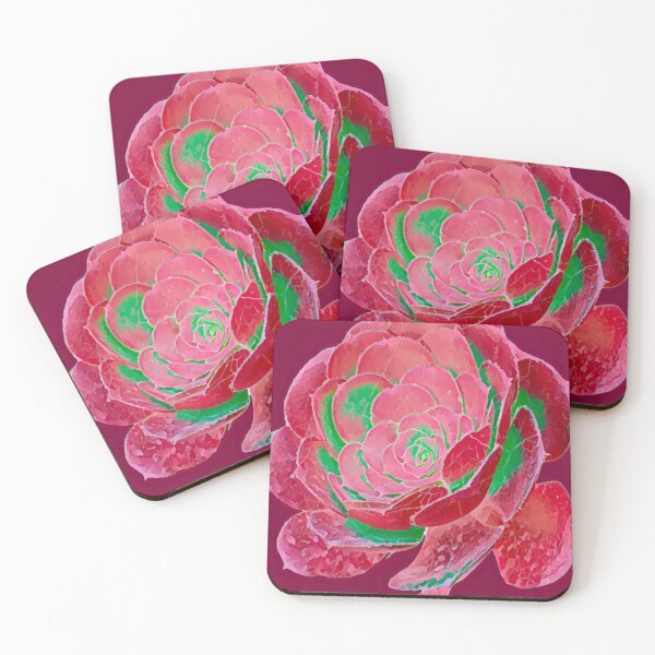 Item preview, Pop Art Pink and Green Succulent Digital Painting designed and sold by BalkanBloom.