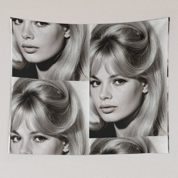Item preview, Cinema - Great French Actress, Black and White Portrait with London Mod Chignon of the 1960s designed and sold by Beat-It.