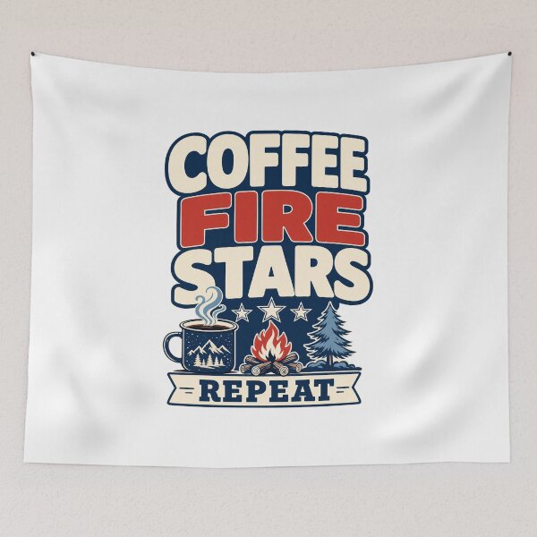 Item preview, Coffee Fire Stars Repeat designed and sold by pirminio.