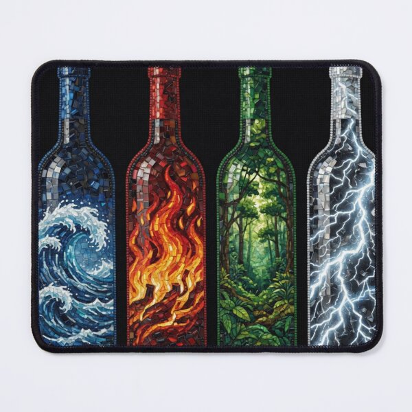 Item preview, Mosaic Four Element Bottles Water Fire Forest Lightning designed and sold by Pioneer Spirit Market.