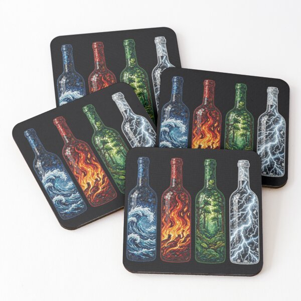 Item preview, Mosaic Four Element Bottles Water Fire Forest Lightning designed and sold by Pioneer Spirit Market.