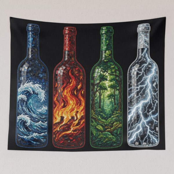 Item preview, Mosaic Four Element Bottles Water Fire Forest Lightning designed and sold by Pioneer Spirit Market.