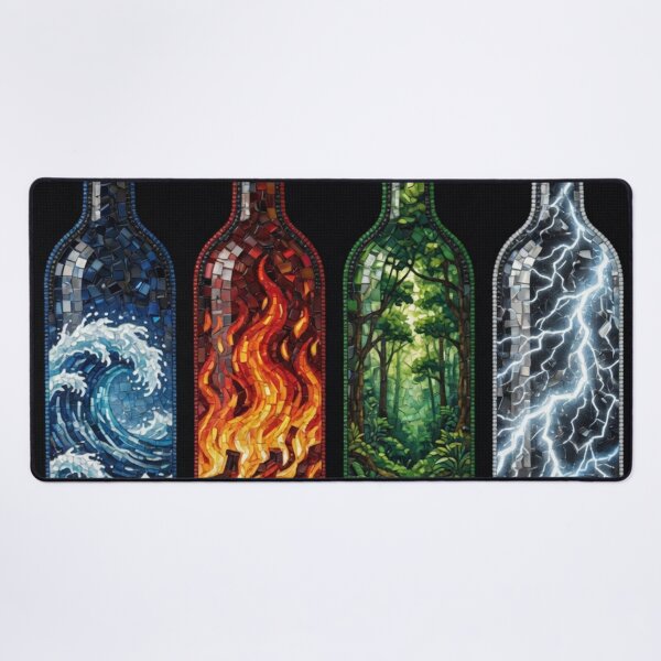 Item preview, Mosaic Four Element Bottles Water Fire Forest Lightning designed and sold by Pioneer Spirit Market.